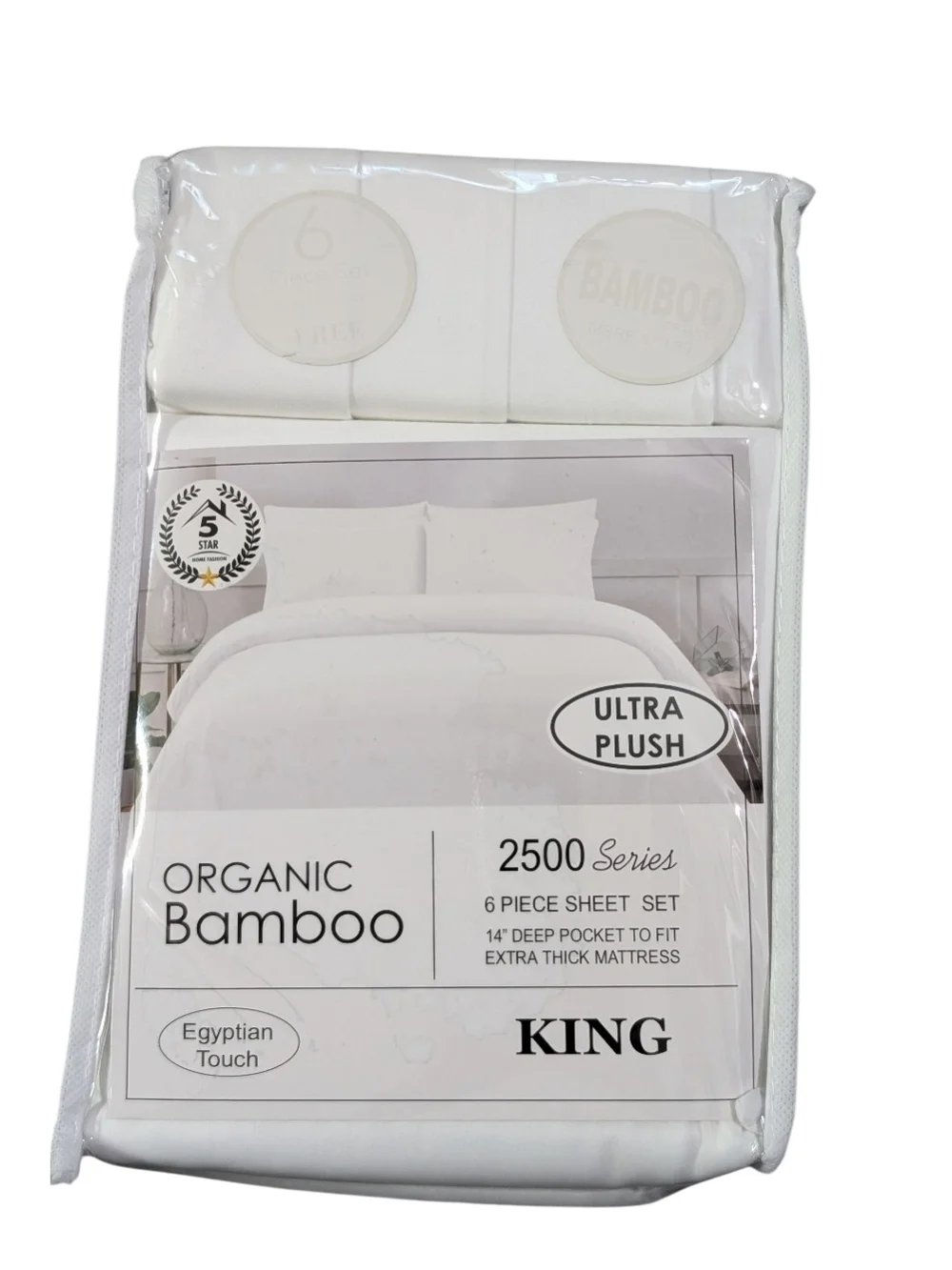 Organic Bamboo Ultra Plush White Sheet Set - 2500 Series & King